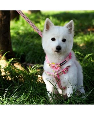 Velvety Polka Dot Dog Step-in Harness with with Bow