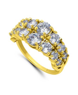 Cubic Zirconia 2 Row Round Prong Set Stones Ring 