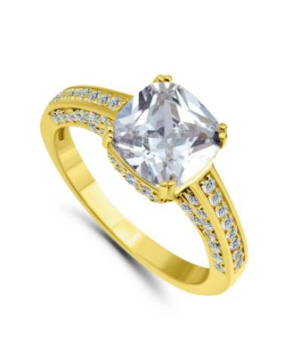 Cubic Zirconia Cushion Stone Ring 