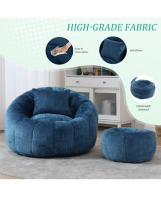 Modern Bean Bag Chair with Ottoman for Adults