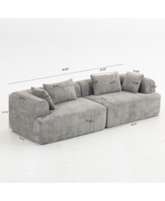 Streamdale Full-Foam Modular Sofa, 96" Boucle 2-Piece Sectional with Rounded Arms