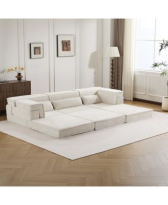 Streamdale Compression Sofa, Convertible Floor Sofa Bed, Modular Sectional, 3 Seater, White