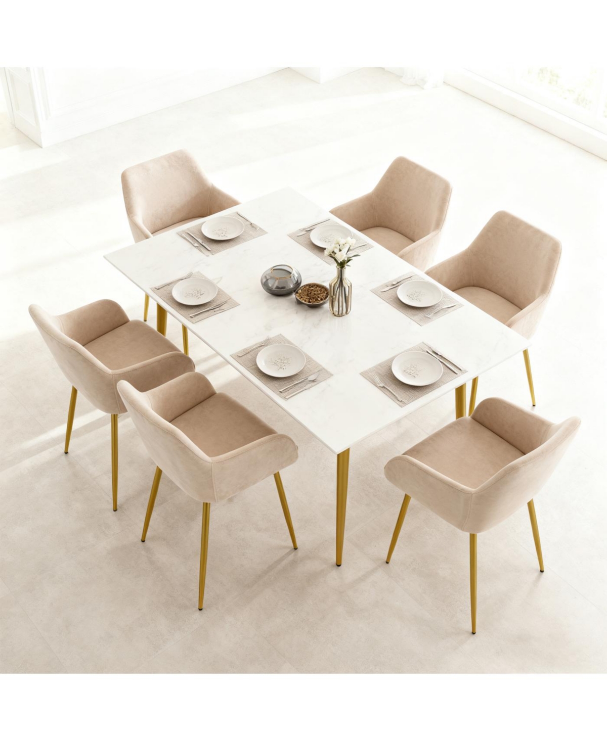 Streamdale Furniture Streamdale Velvet Dining Chair Set (2-Piece) - Beige