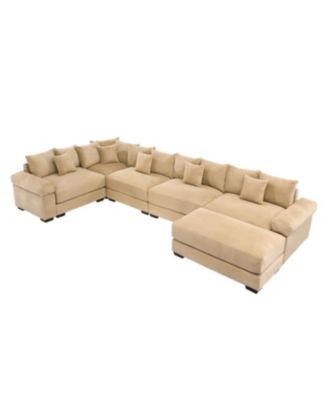 Streamdale Oversized Cloud Modular Sectional Couch with Ottoman, Camel