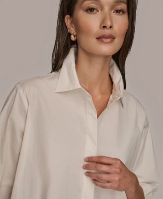 Women's Elbow-Sleeve Hidden Placket Dress