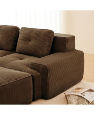 Modern U-Shaped Corduroy Sectional Sofa with Movable Ottoman
