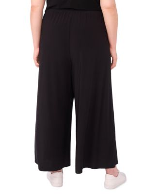 Plus Size Solid Pull-On Wide-Leg Pants