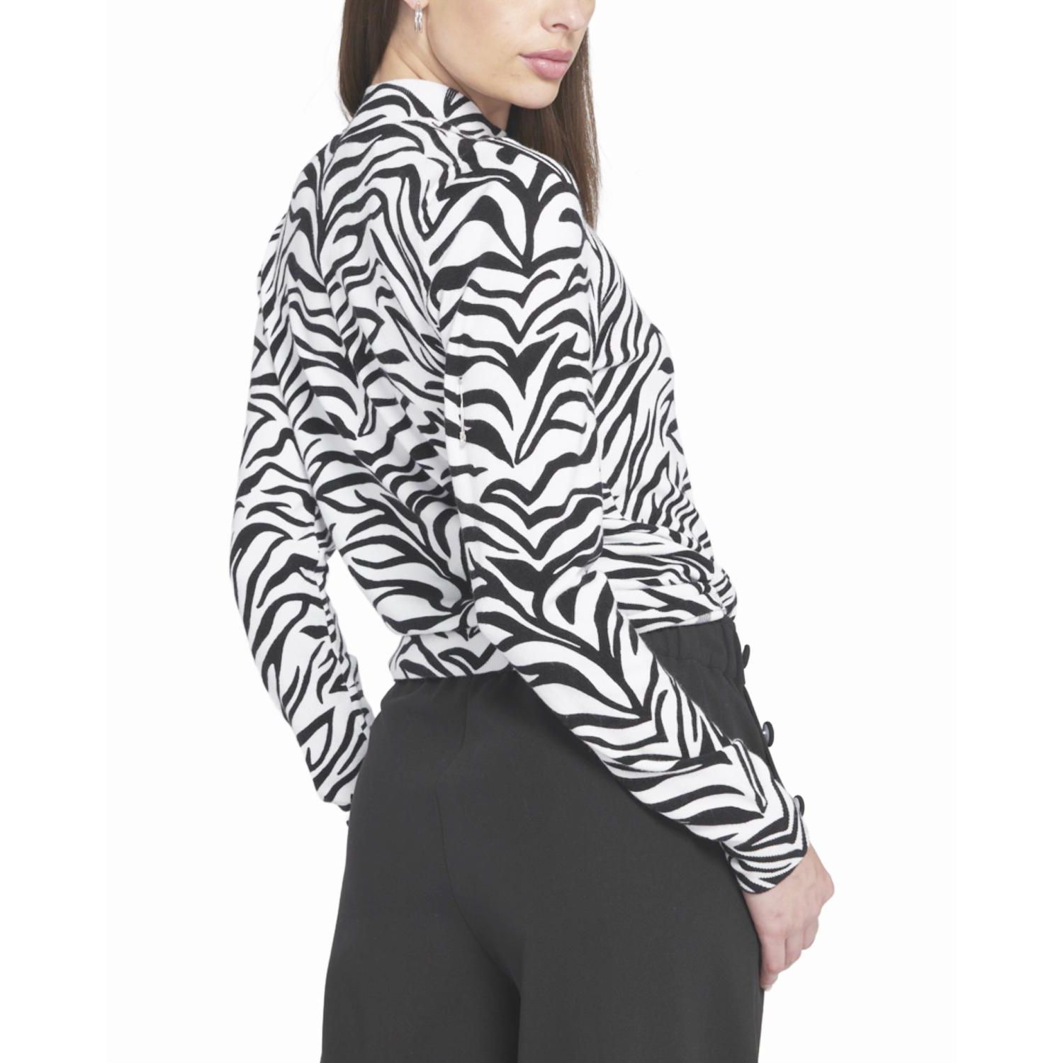 Women's Zebra Printed Feather Weight Top Animal Print Sweater