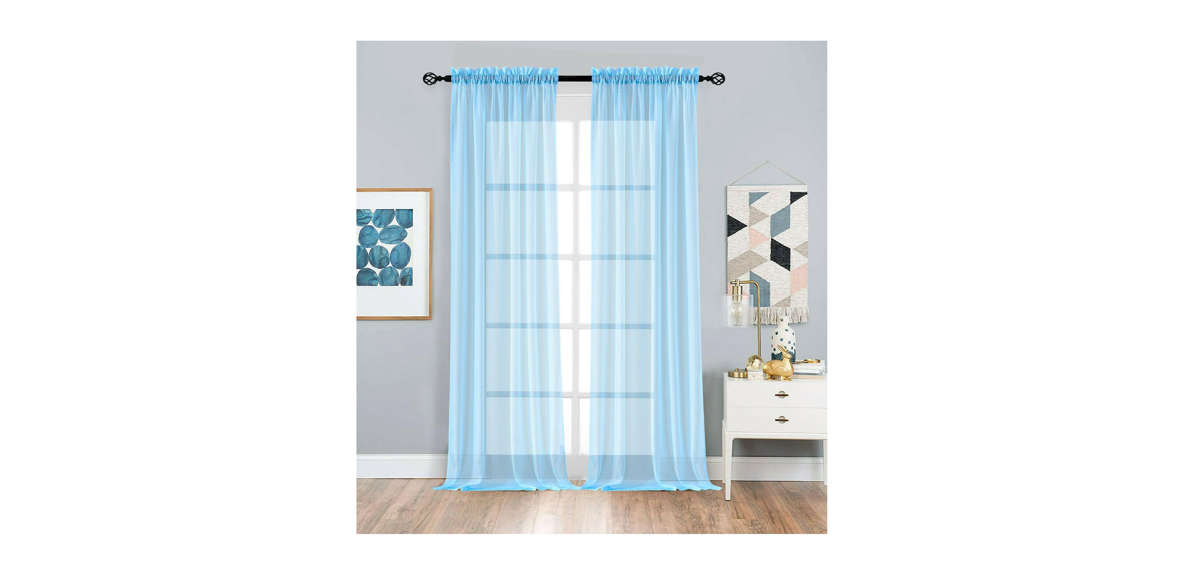 Kate Aurora Designer Sheer Voile Rod Pocket Curtains For Small Windows