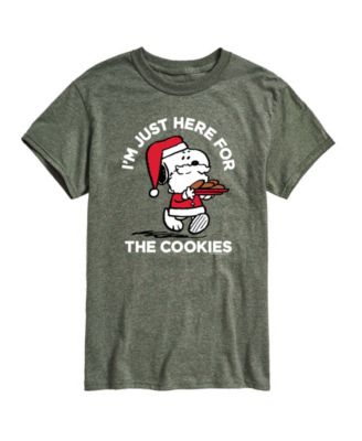 AIRWAVES - Men's Peanuts Santa Snoopy I'M Just Here for the Cookies Graphic Short-Sleeve T-Shirt