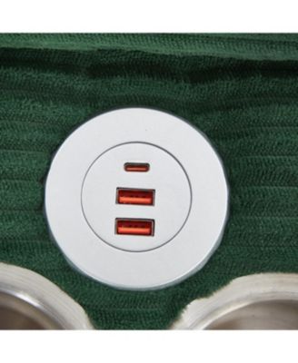  Modern U-shaped Corduroy Sofa with Storage, Cup Holders & USB Ports