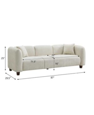 Streamdale Silo 87 in. 3 Seater Modern Upholstered Chenille Sofa, Beige