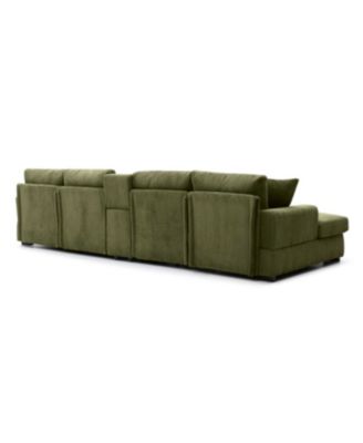 Streamdale U Shaped Cloud Couch Sectional Sofa, 126" Oversized Comfy Green Sofa with Console