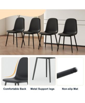 Streamdale Modern Minimalist Black Dining Chair Set - 6 Chairs, Mid-Century Style Upholstered Side Chairs.