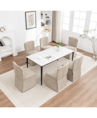 Streamdale Linen Dining Chairs, Modern Fabric Side Chairs, Padded Seat, Set of 2 (Brown