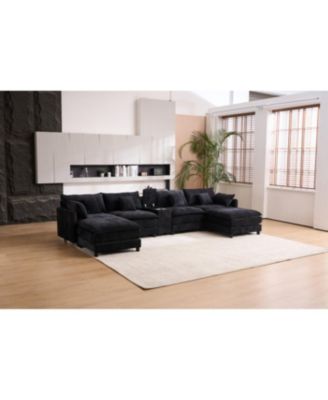 Streamdale 148-inch seven-piece sofa set with console, coffee table & 6 pillows