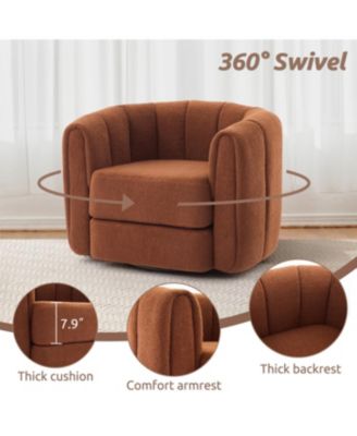 Streamdale Swivel Accent Barrel Chair, Modern Upholstered Round Armchair for Living Room