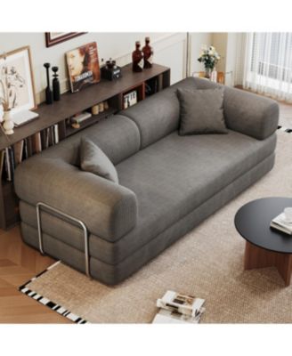Streamdale Corduroy Compression Sofa Bed with Pillow Back Support, Grey