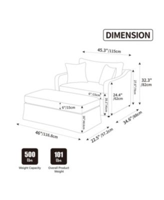 Streamdale Modern Upholstered Farmhouse Chair & Ottoman Set, Beige