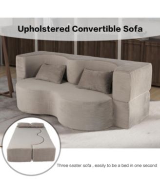 Streamdale 2-in-1 Foldable Sofa Bed, 75 Inch Convertible Sleeper Couch w/ Memory Foam Mattress & Pillows