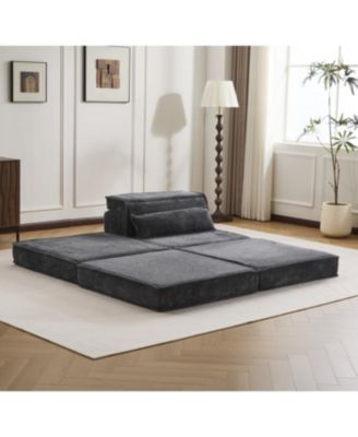 Compression Sofa, Convertible Floor Sofa Bed, Modular Sectional, Dark Grey