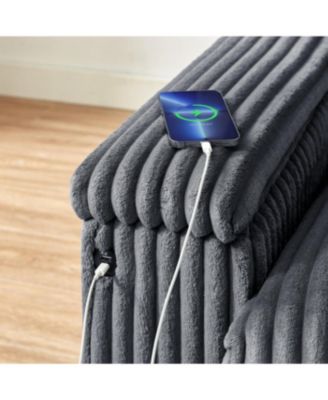 Streamdale 71" Sofa Plush Corduroy Square Storage Armrest USB port