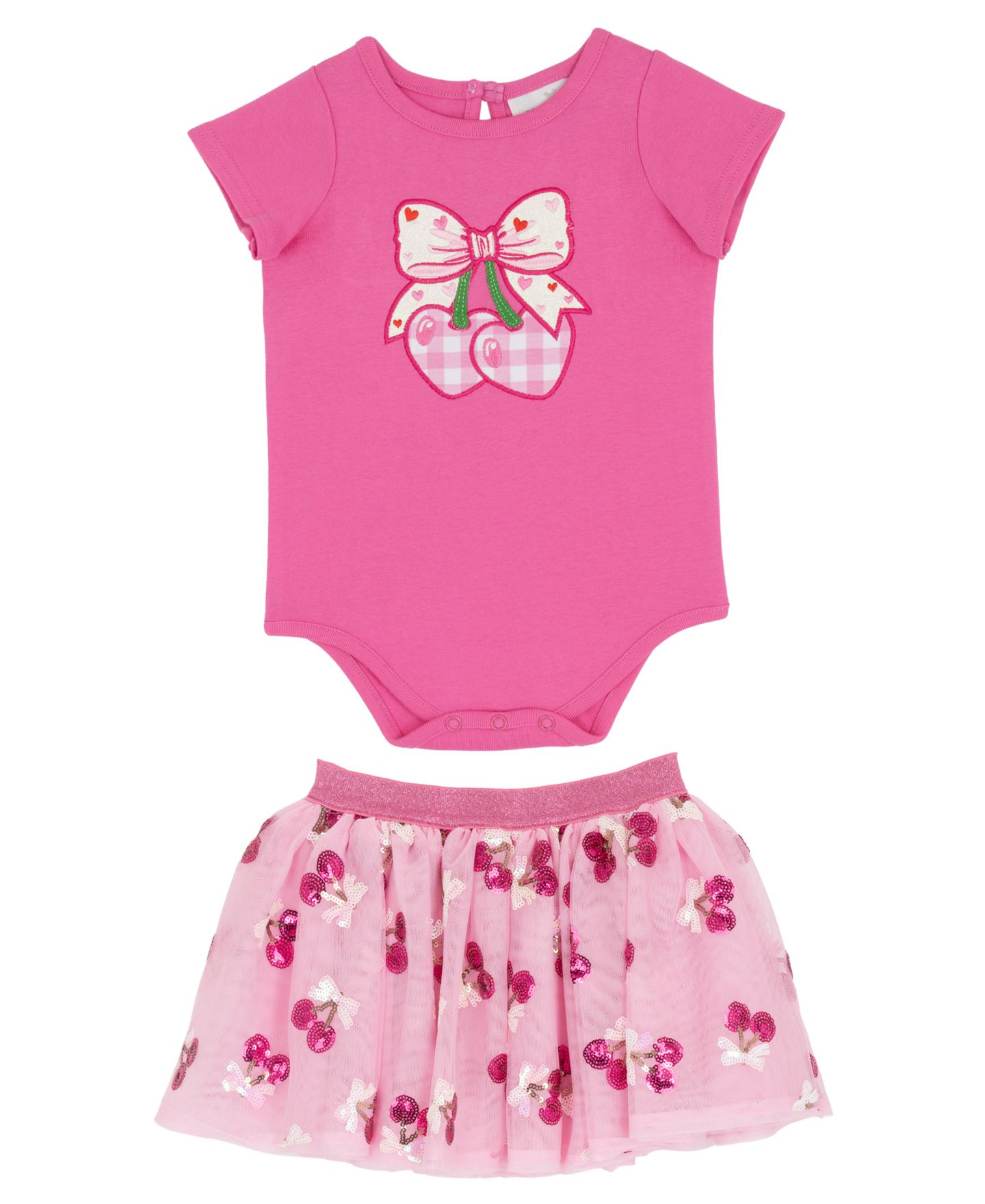Rare Editions Baby Girls' Short-Sleeve Bodysuit and Tutu Skirt, 2-Piece Set, цвет: Фуксия розовый — фото 1