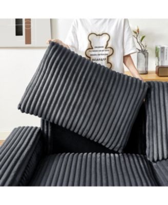 Streamdale 71" Sofa Plush Corduroy Square Storage Armrest USB port
