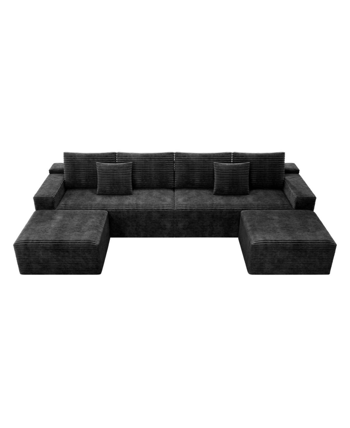 Streamdale Furniture Streamdale Grey 4PC Modular Corduroy Sectional Sofa - No Assembly Required
