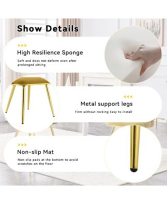 Streamdale Set of 2 Yellow Velvet Dining Chairs with Gold Legs