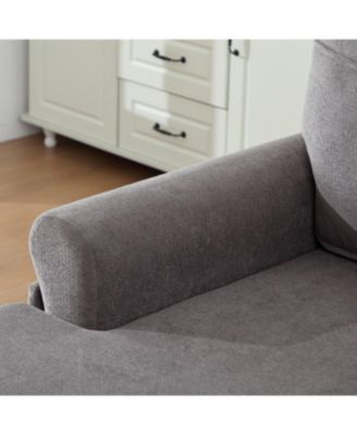 Streamdale Modern Minimalist Chenille Chaise Lounge Recliner Sofa with Wooden Legs & Side Pockets