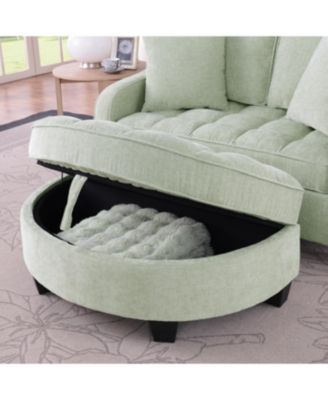 Streamdale Two-seater sofa with storage chaise and throw pillows - Cyan