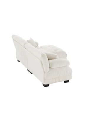 Streamdale Cloud Couch Chenille 2 Seater Sectional Sofa with Pillows and Ottoman, White