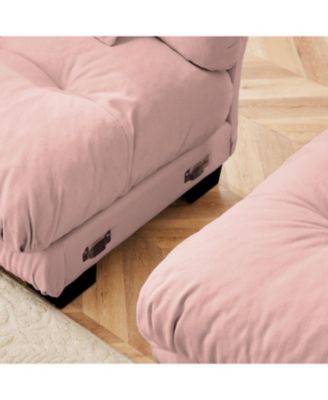 Streamdale Cloud Couch Sleeper Sofa, Chenille 2 Seater Sofa with 2 Ottomans, Pink