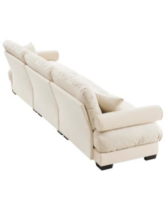 Streamdale Extra Large 3 Seat Modern Velvet Sofa, Oversize, Cloud-Like Comfort, Cream