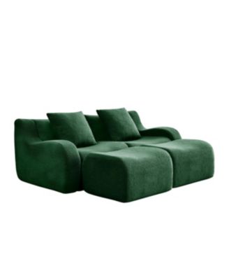 Streamdale Soft Teddy Fabric Boneless Sofa with Anti-Slip Design, Green