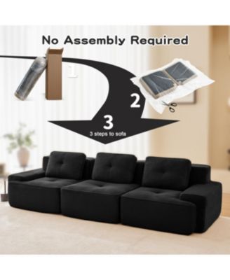 Streamdale Modern Modular Sectional Sofa, Corduroy Fabric, Oversized 3-Seater Couch, Black