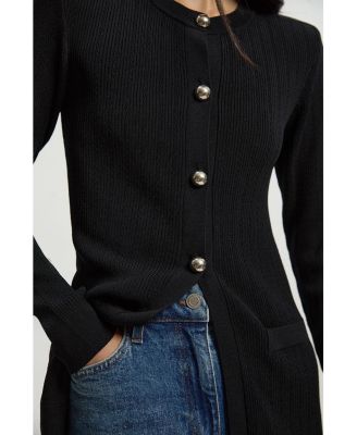 Women's Dome-Button Longline Knitted Cardigan