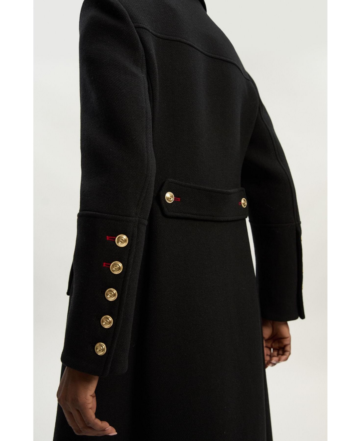 Karen Millen Women's Wool Military Tailored Maxi Coat