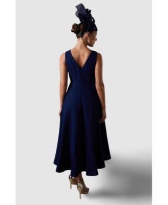 Women's Crepe Ruffle Low Back Dress