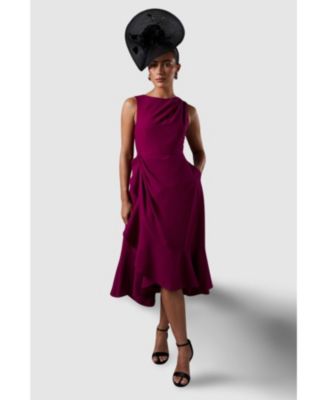 Women's Crepe Ruffle Low Back Dress