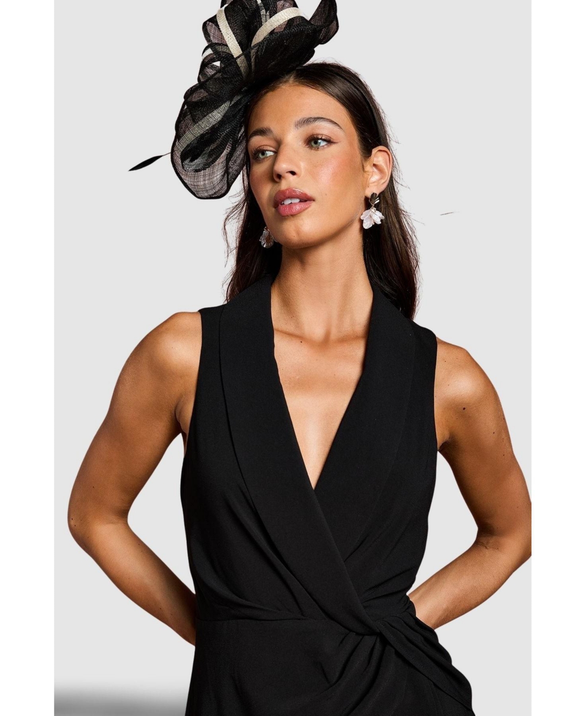 Coast Women's Shawl Collar Ruffle Hem Midi Dress