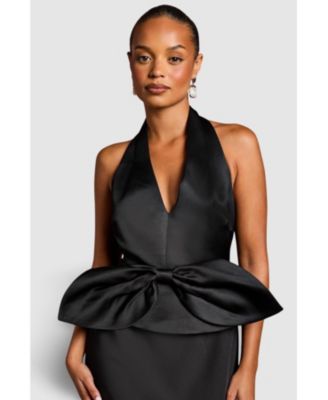 Women's Halter Satin Column Midi Dress