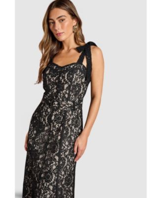 Women's Lace Bow Shoulder Maxi Dress