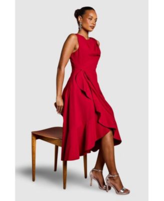 Women's Crepe Ruffle Low Back Dress