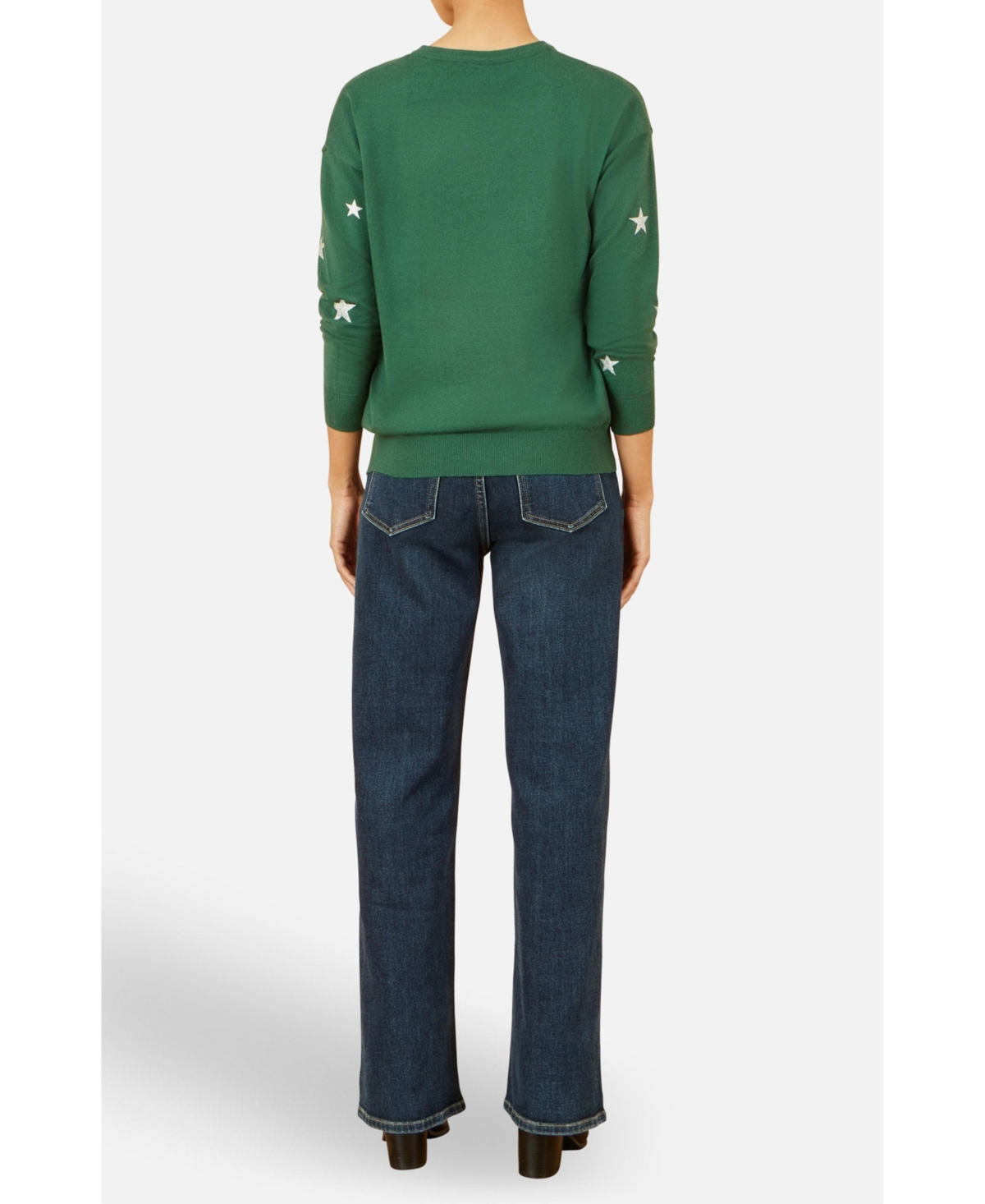 Yumi Women's Foil Star Print Relaxed Fit Sweater