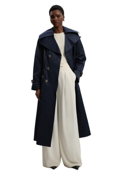 Женские куртки Karen Millen Women's Cotton Sheen Belted Classic Trench Coat