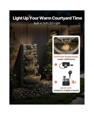 Outdoor 4-Tier Block Stack Yard Fountain for Garden or Patio