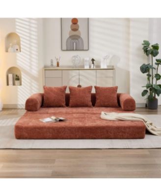Comfy Convertible Folding Mattress Couch, Floor Sofa Bed - Orange