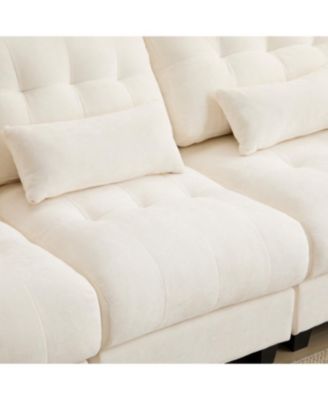 Streamdale 119" 4-Seater Sofa w/ 2 Ottomans, Adj. Backrest, 350lb/Seat, Chenille